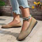 Women's Slip-On Flats with Stretch Knit Upper and Cushioned Sole - 13