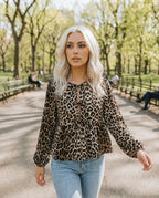 Women's Blouse with Leopard Print and Tie Front - 5