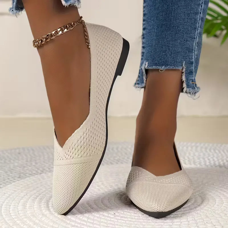 Women's Pointed Toe Knit Ballet Flats