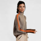 Women's Jumper High Collar with Contrast Stripe