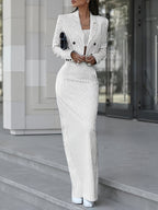 Women's Pinstripe Blazer and Trouser Set Office Wear - 9