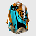 Women's Blouse with Long Sleeves and Cat Print - Cat 4