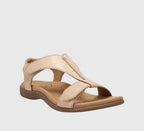 Women's Sandals with Adjustable Straps and Cushioned Footbed - Beige