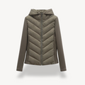 Women's Chevron Quilted Jacket with Hood - Green