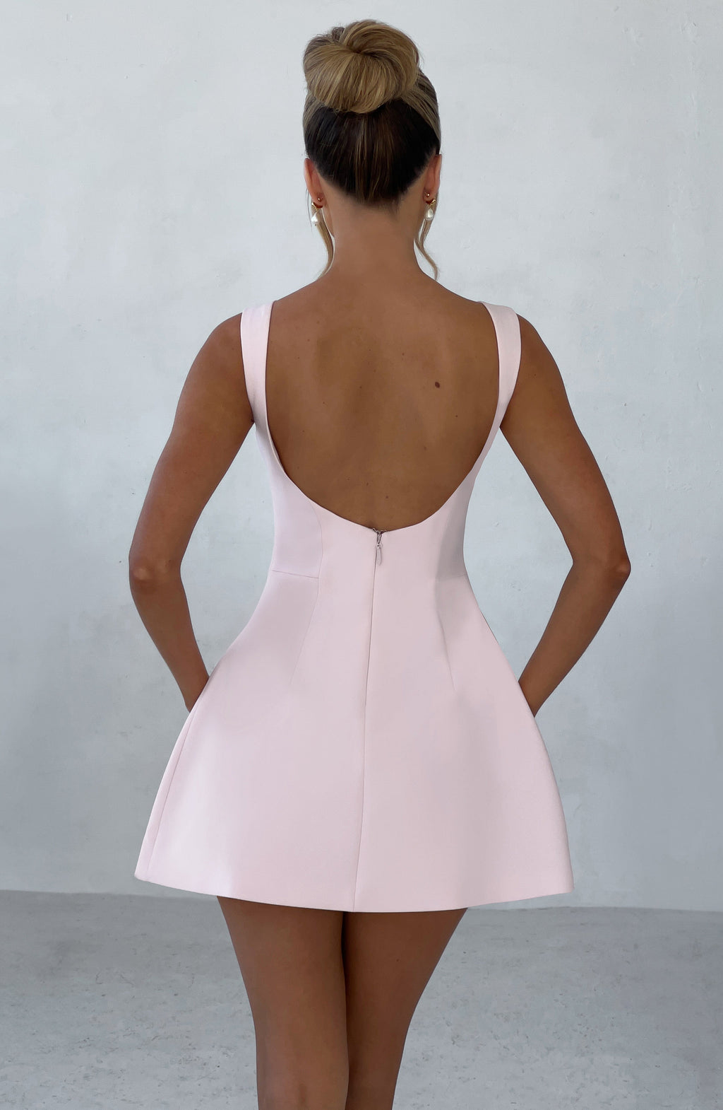 Women's Structured Mini Dress Sleeveless with Boat Neck and A-Line Skirt - 5
