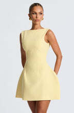 Women's Structured Mini Dress Sleeveless with Boat Neck and A-Line Skirt - 6