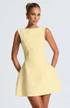 Women's Structured Mini Dress Sleeveless with Boat Neck and A-Line Skirt - 3