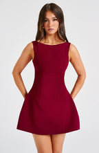 Women's Sleeveless Mini Dress with Fit-and-Flare Silhouette - 10