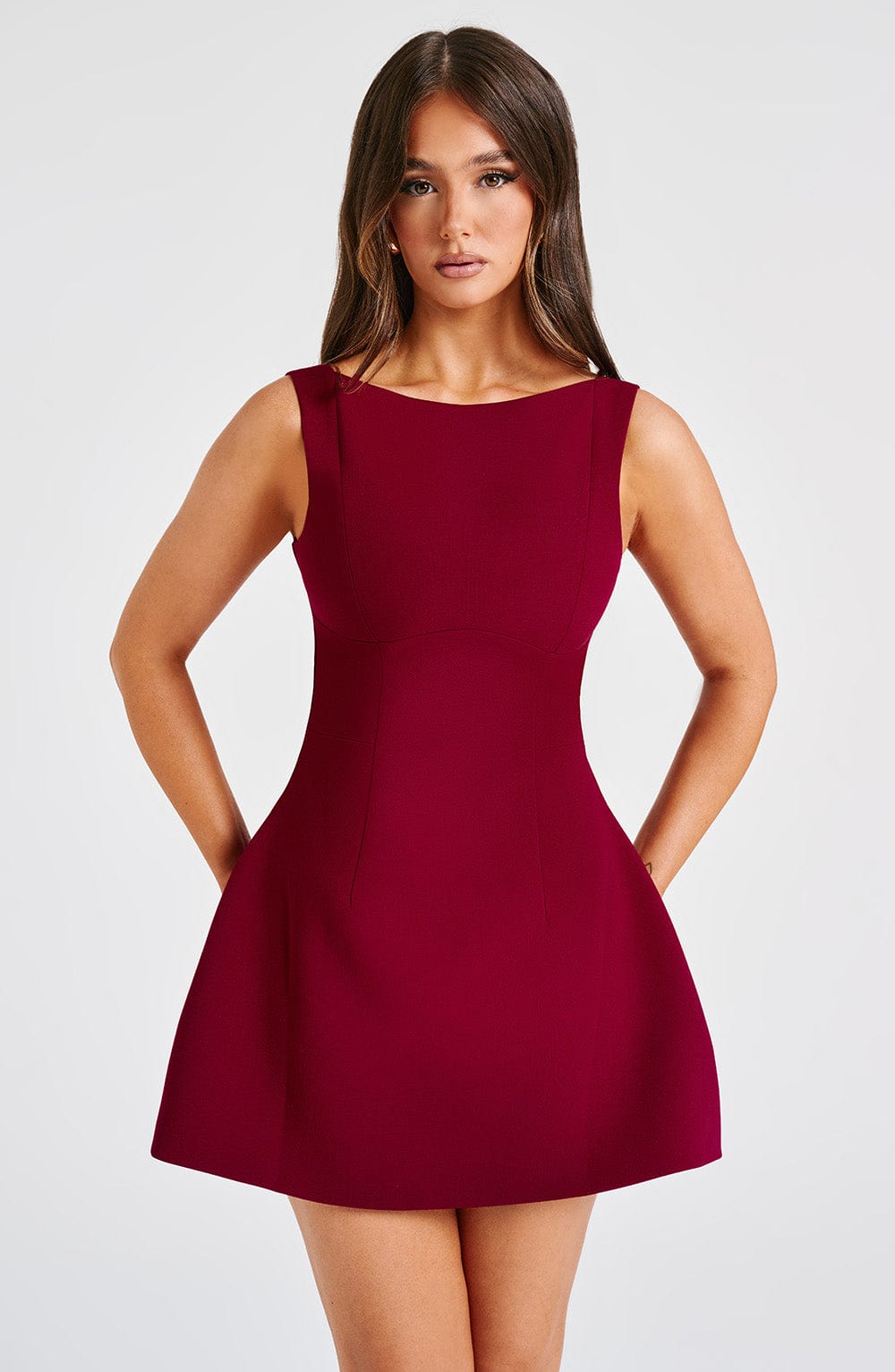 Women's Sleeveless Mini Dress with Fit-and-Flare Silhouette - 10