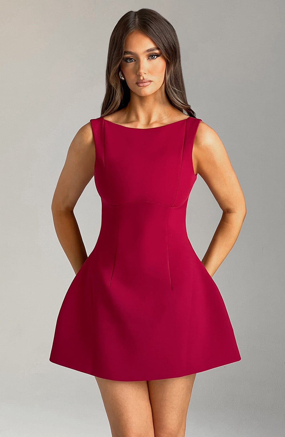 Women's Sleeveless Mini Dress with Fit-and-Flare Silhouette - 8