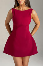 Women's Sleeveless Mini Dress with Fit-and-Flare Silhouette - 5