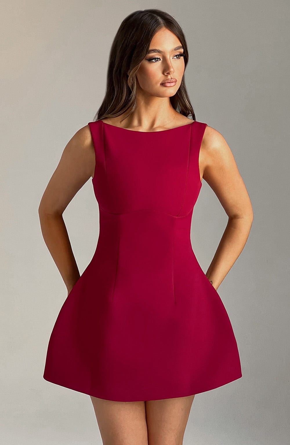 Women's Sleeveless Mini Dress with Fit-and-Flare Silhouette - 4