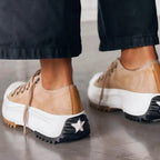 Women's Chunky Platform Sneakers Lace-Up with Contrast Stitching - 4