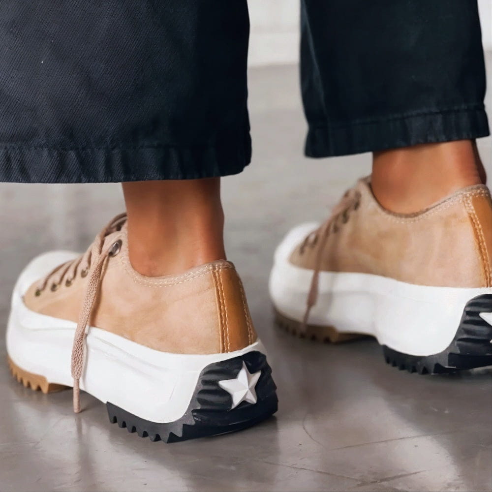 Women's Chunky Platform Sneakers Lace-Up with Contrast Stitching - 4