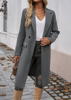 Women's Oversized Trench Coat Notched Lapel with Belt - 7