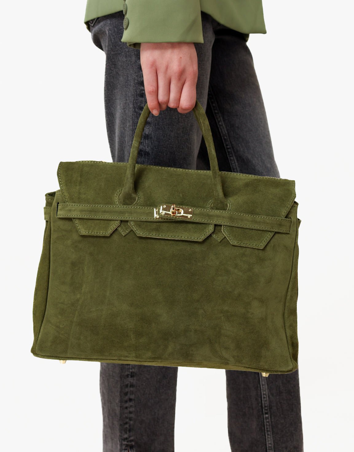 Womens Shoulder Bag with Twist-Lock Fastening and Gold-Tone Hardware