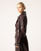 Women's Trench Coat Belted Collar Long Sleeve - 2