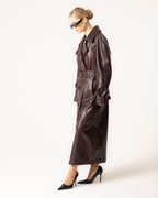 Women's Trench Coat Belted Collar Long Sleeve - 4