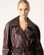 Women's Trench Coat Belted Collar Long Sleeve - 3