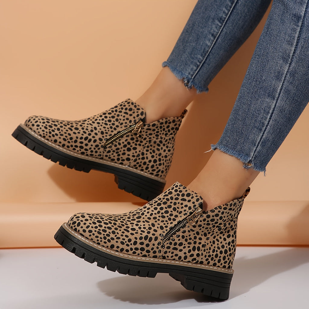 Women's Ankle Boots with Side Zip and Chunky Sole - 2