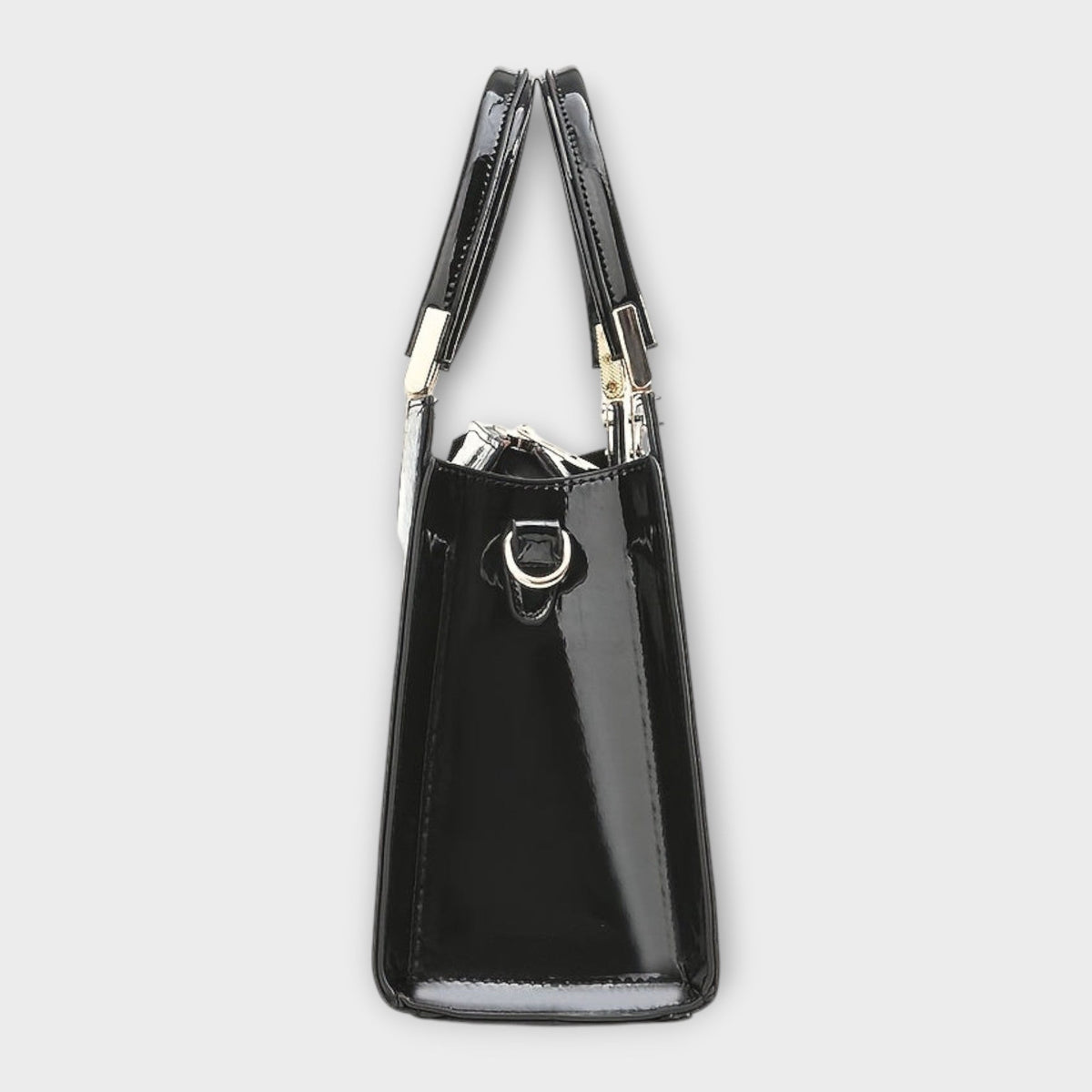 Women's Structured Handbag with Croc-Effect Panelling - 3