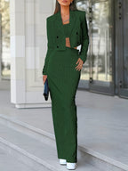 Women's Pinstripe Blazer and Trouser Set Office Wear - 11