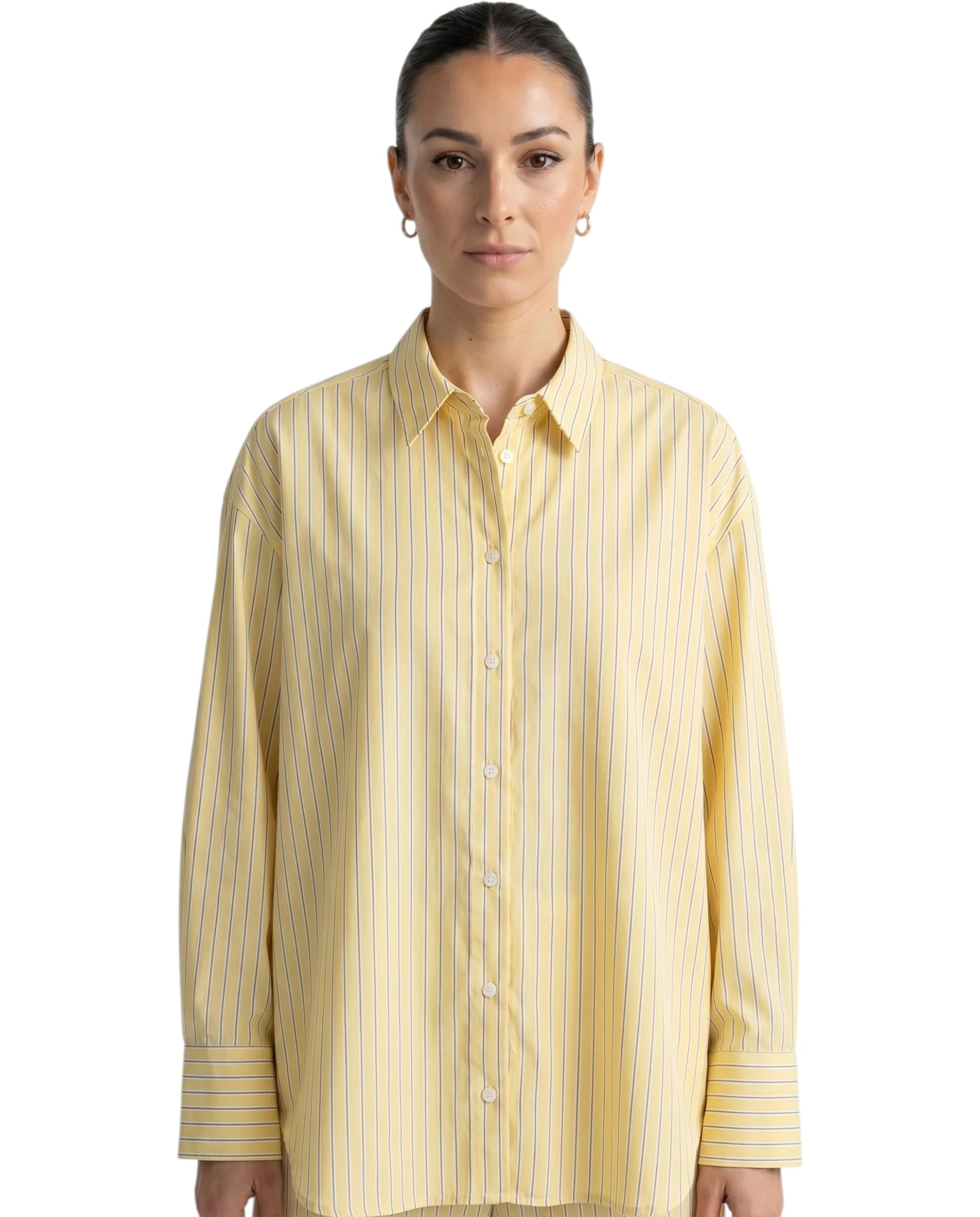 Women's Striped Shirt Loose Fit with Classic Collar