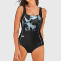 Ashley | Women’s Shaping Printed One-Piece Swimsuit - Black-Grey