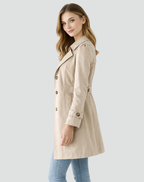 Women's Slim Fit Trench Coat with Lapel Collar - 3