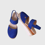 Women's Platform Sandals with Ventilated Woven Sole - Blue
