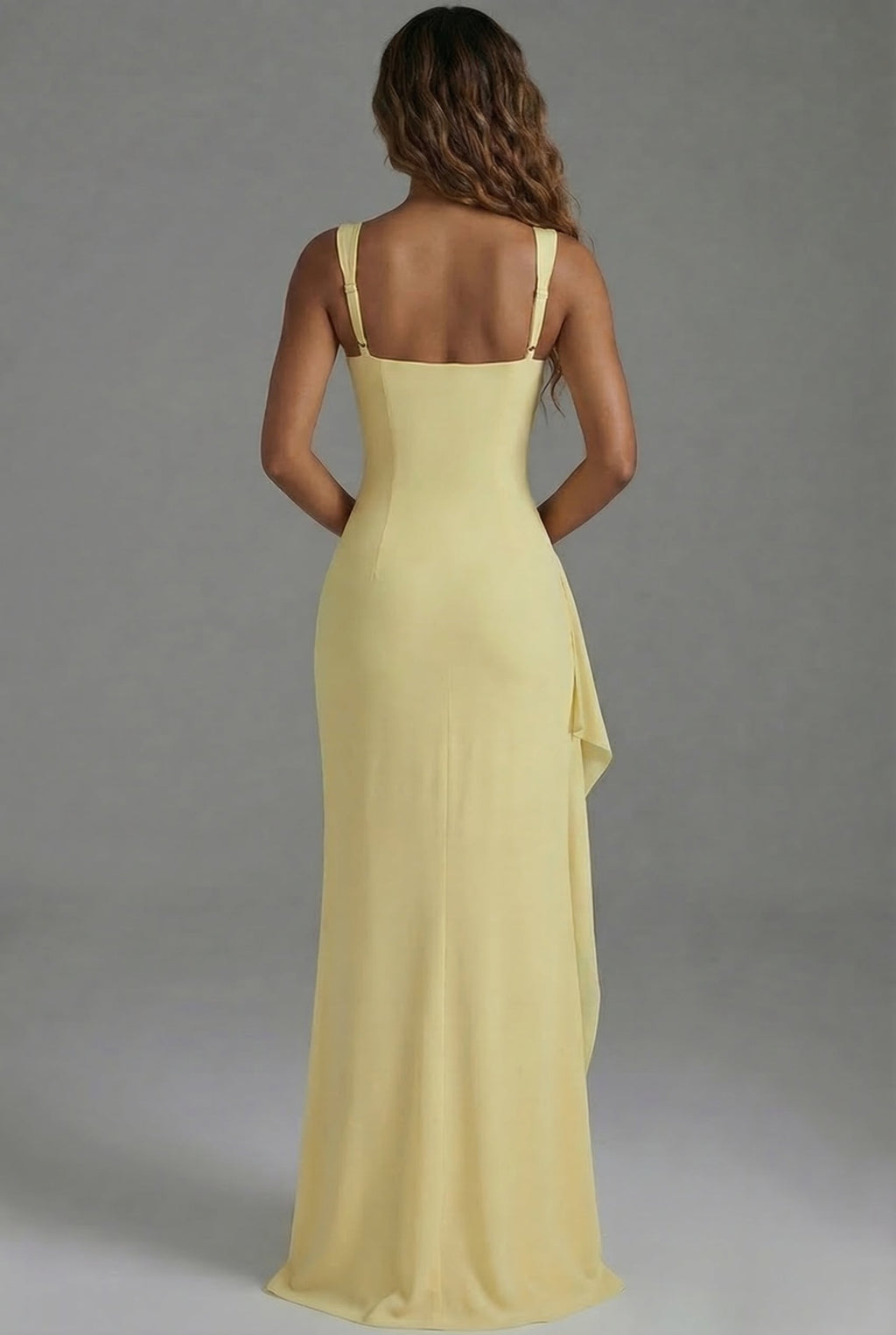 Women's Bodycon Maxi Dress with Leg Split and Square Neck - 6
