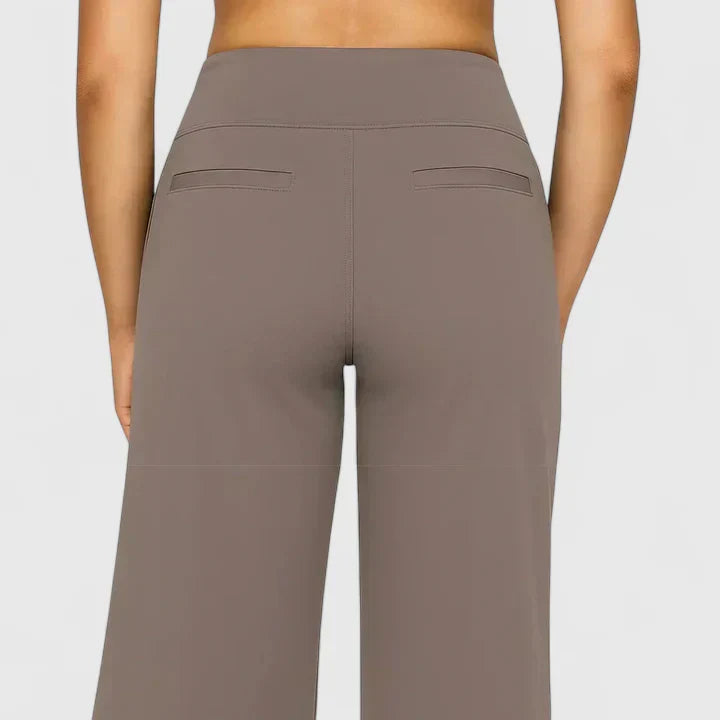 Women's Trousers Straight Leg with Elasticated Waist and Pockets - 4