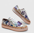 Women's Trainers Slip-On Floral Print with Espadrille Sole - Blue Flora