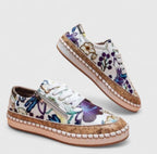 Women's Trainers Slip-On Floral Print with Espadrille Sole - Blue Flora