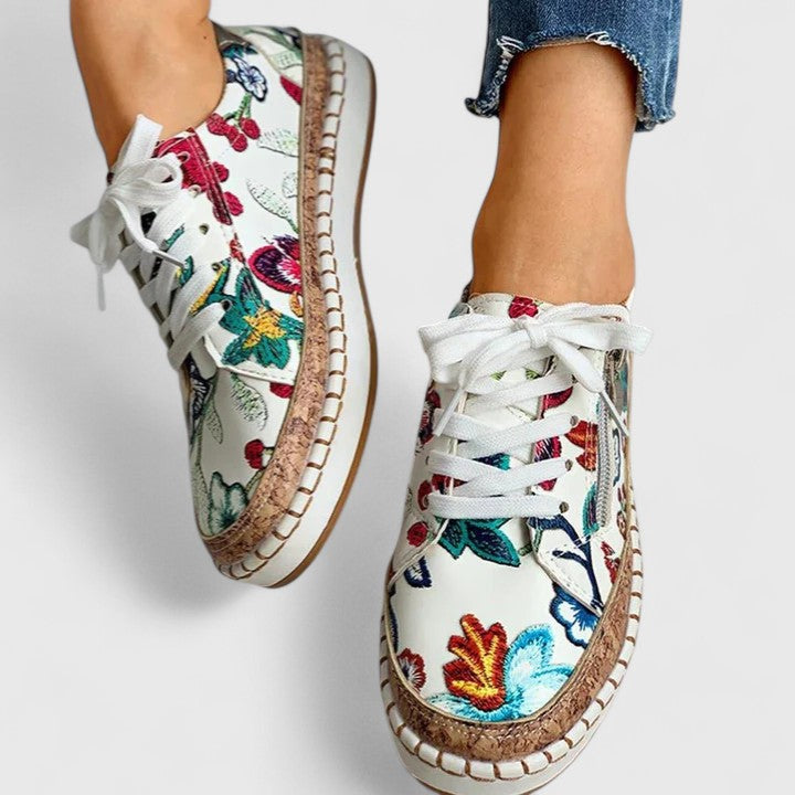 Women's Trainers Slip-On Floral Print with Espadrille Sole - 4