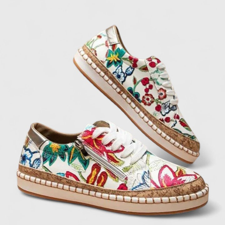 Women's Trainers Slip-On Floral Print with Espadrille Sole - 5