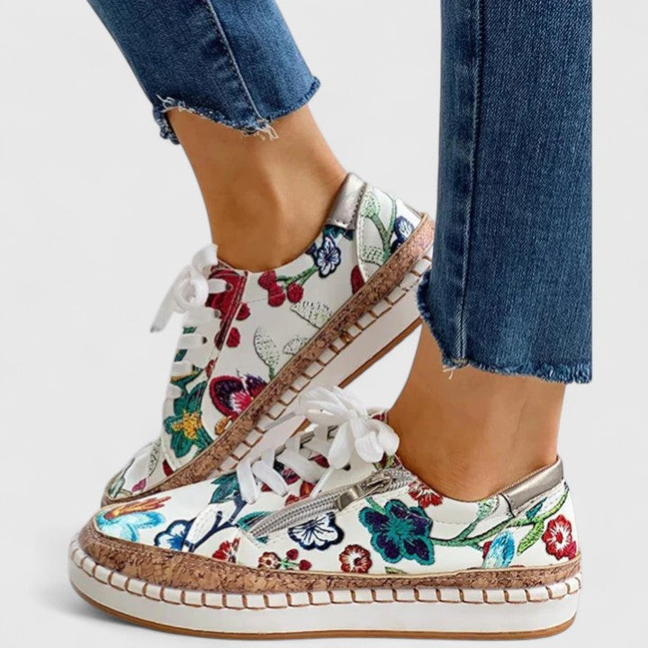 Women's Trainers Slip-On Floral Print with Espadrille Sole - Bella Flora