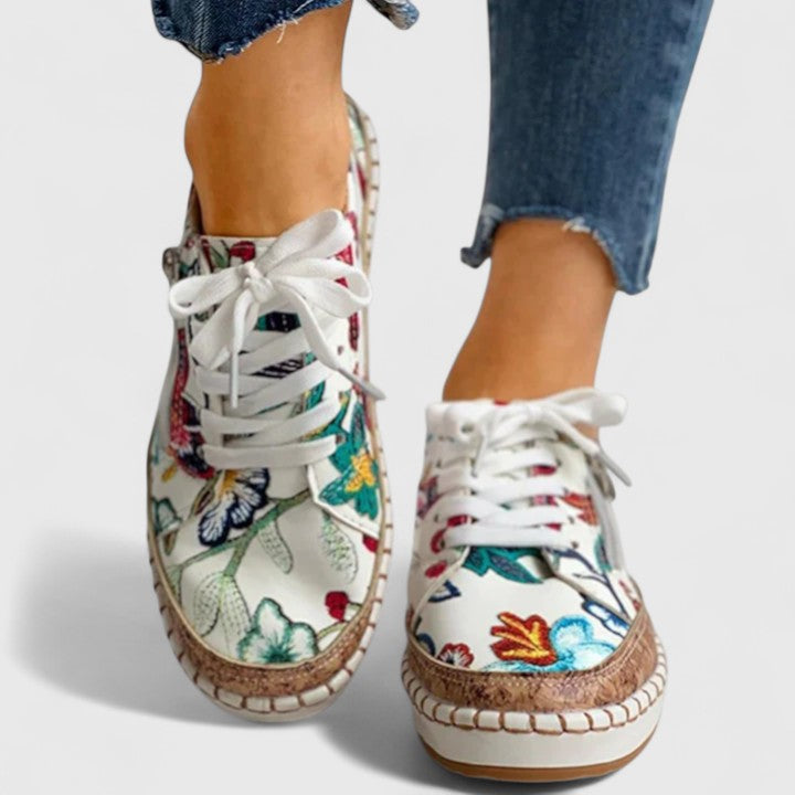 Women's Trainers Slip-On Floral Print with Espadrille Sole - 6