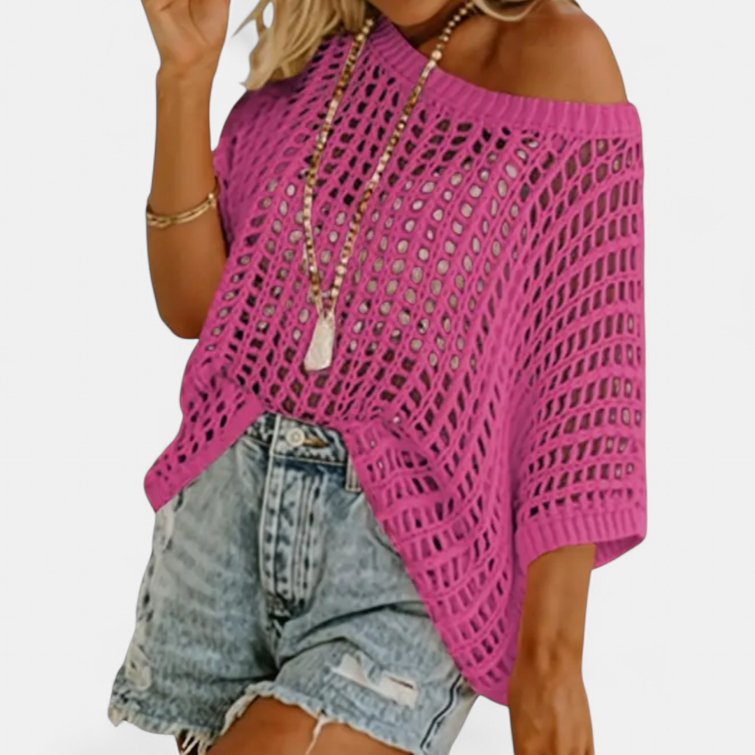 Women's Breezy Crochet Hollow Knit Top - 14