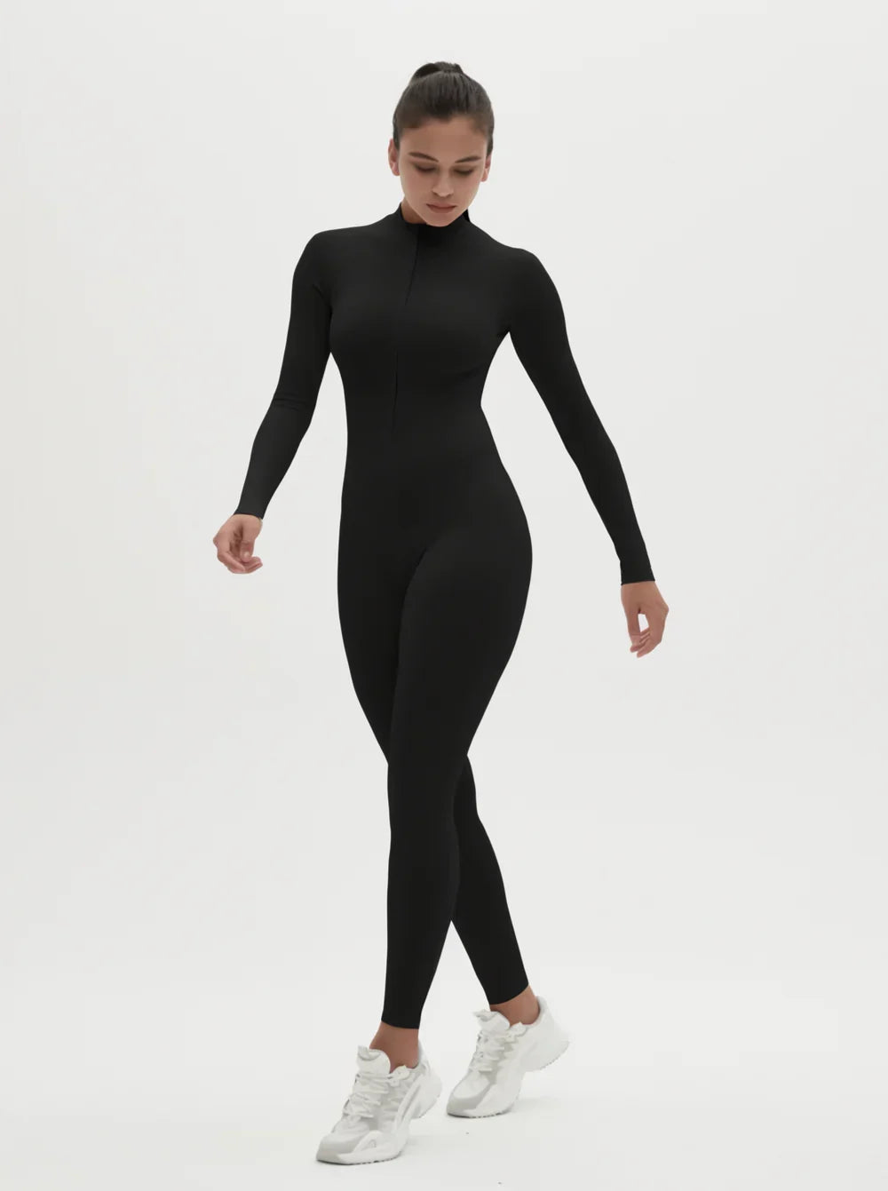 Women's Fleece Lined Jumpsuit with Zip Neckline and Long Sleeves - 13
