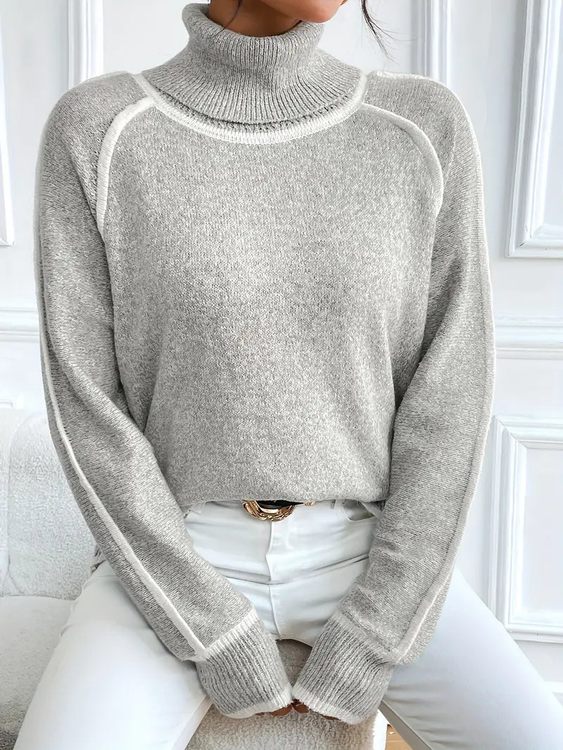 Women's Turtleneck Jumper with Long Sleeves - 3