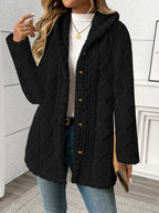 Women's Textured Button-Front Coat Relaxed Fit - 4