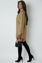 Women's Sequin Mini Dress with Satin Back Bow - 10