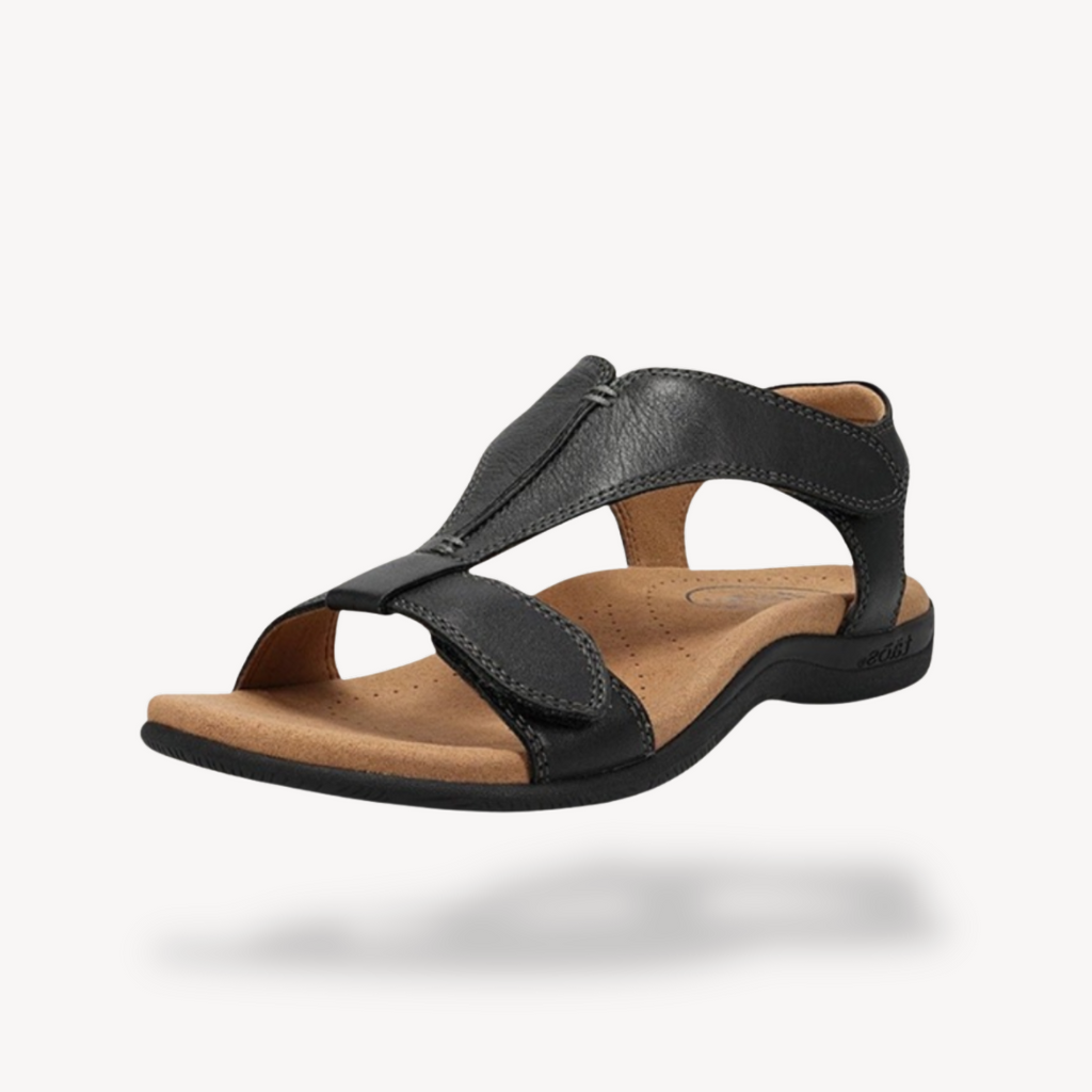 Women's Sandals with Adjustable Straps and Arch Support - Black