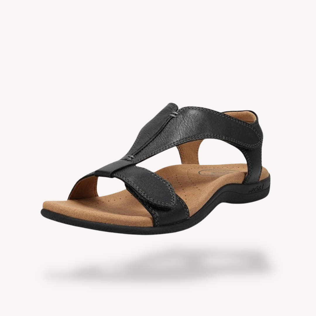 Women's Sandals with Adjustable Straps and Arch Support - Black