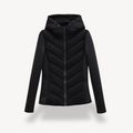 Women's Chevron Quilted Jacket with Hood - Black