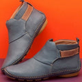 Women's Ankle Boots with Slip-Resistant Sole and Contrast Panel - Grey