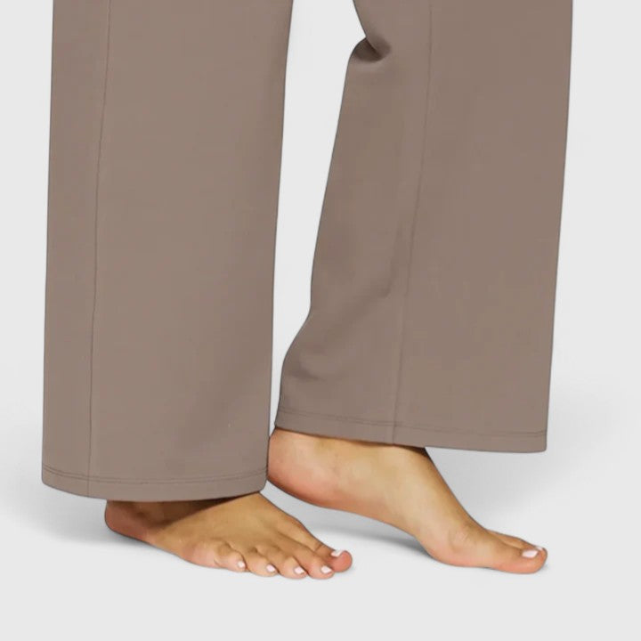 Women's Wide-Leg Trousers with Elasticated Waistband and Side Pockets - 10