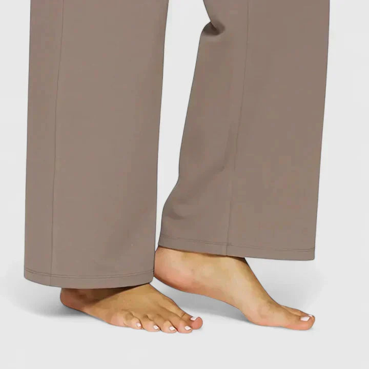 Women's Trousers Straight Leg with Elasticated Waist and Pockets - 5