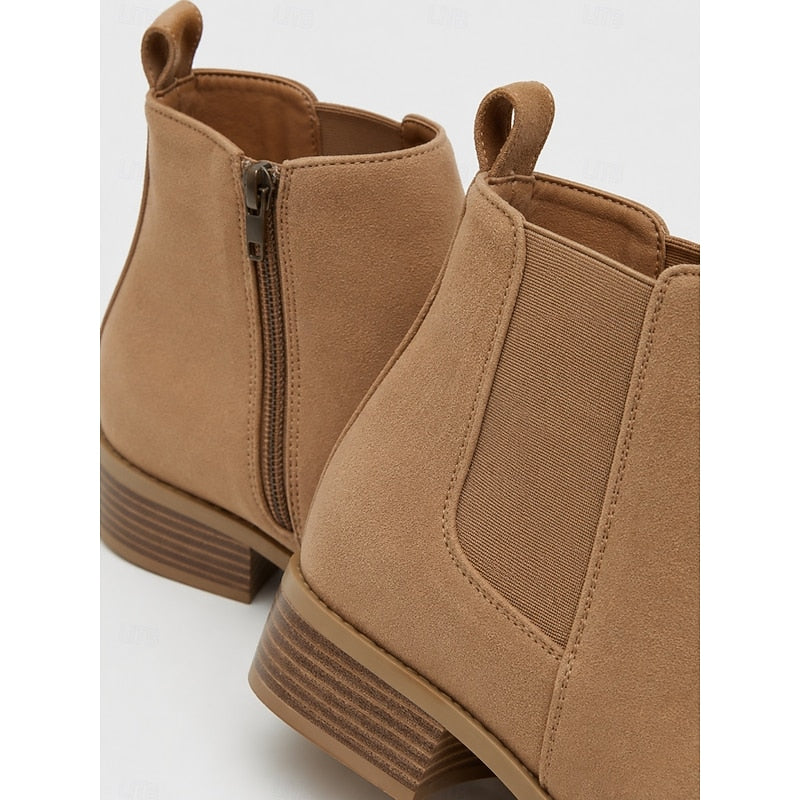 Women's Pointed Toe Chelsea Ankle Boots Low Block Heel - 10